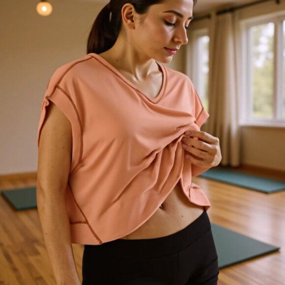 NEW Women's Backless Loose Tops Short Sleeve Workout Tops - Picture 1 of 1